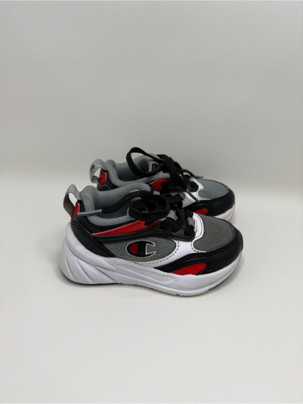 Champion Kids' Gray & Black Athletic Sneakers with Red Accent
